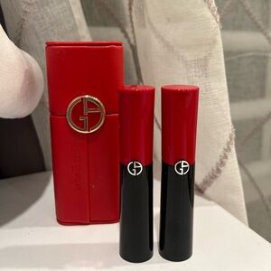 3 PCs Giorgio Armani Beauty Lip Power Long Lasting Satin Lipstick Duo Set
